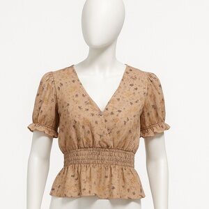 Jasmine Floral Tan Blouse